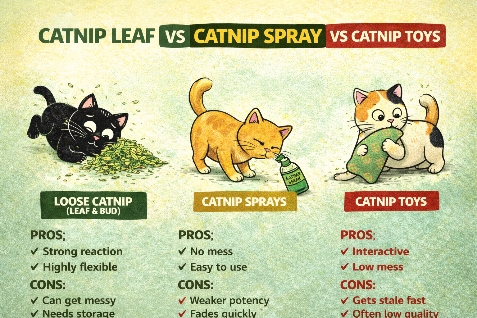 Catnip Leaf vs Catnip Spray vs Catnip Toys: What’s the Difference?